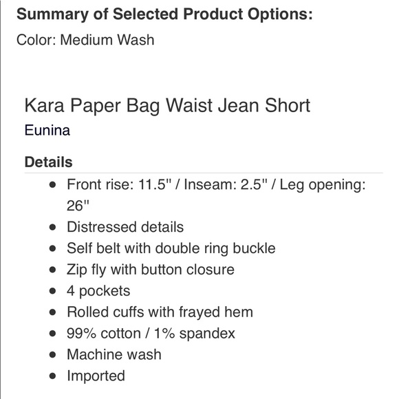 3 for $15 Eunina Kara High rise paperbag rolled shortie - Picture 5 of 5